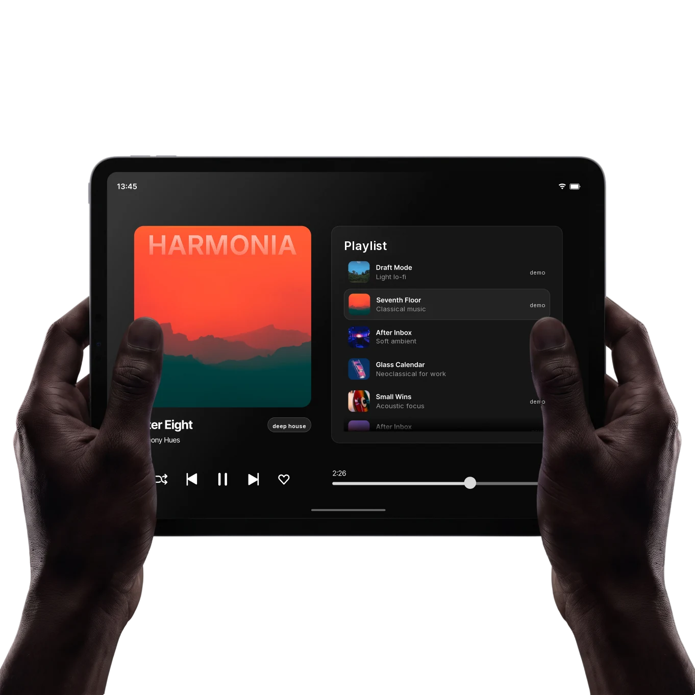 Tablet dengan aplikasi Harmonia